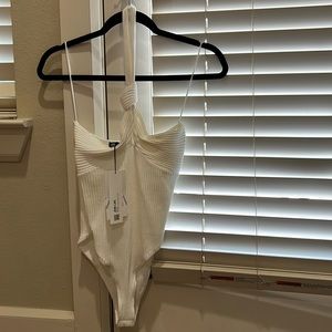 Zara cross at neck halter body suit L